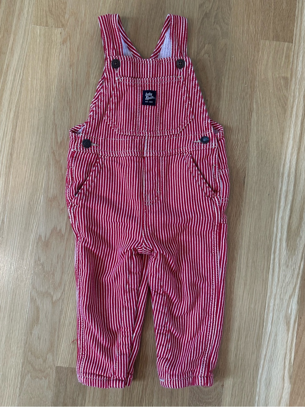 Baby B’gosh Red/White Striped Overalls, 18 Months